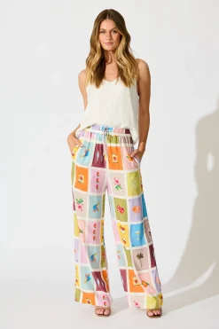 Best Club Riveria Pant in Multi Conversational Print Bottoms|Pants