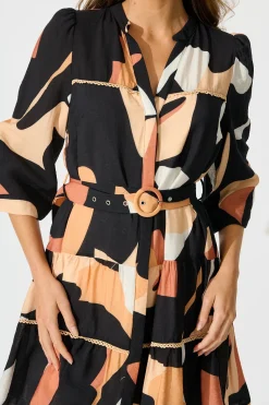 Hot Colour Bound Dress in Rust with Black Print Dresses|Party