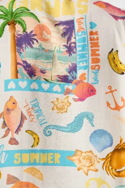 Online Columbia Shirt In Cream With Multi Summer Print Tops|Casual