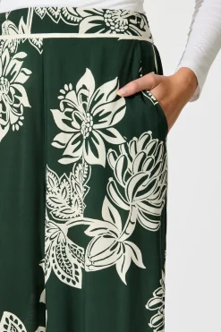 Clearance Confessions Pant in Emerald White Floral Bottoms