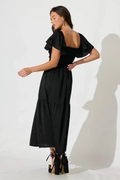 Fashion Constantine Maxi Dress In Black Crinkle Satin Dresses|Cocktail