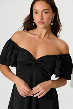 Fashion Constantine Maxi Dress In Black Crinkle Satin Dresses|Cocktail