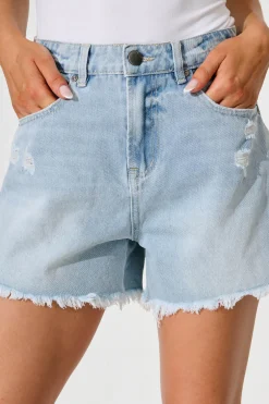 New Corla Short in Light Blue Denim Bottoms|Denim