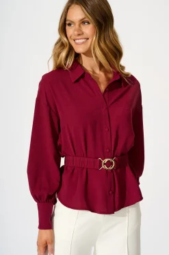 New Corporate Chic Shirt in Wine Tops|Workwear