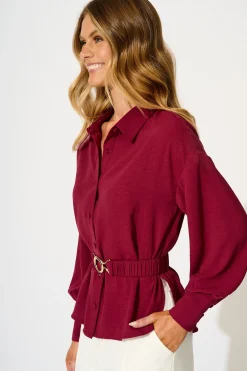 New Corporate Chic Shirt in Wine Tops|Workwear