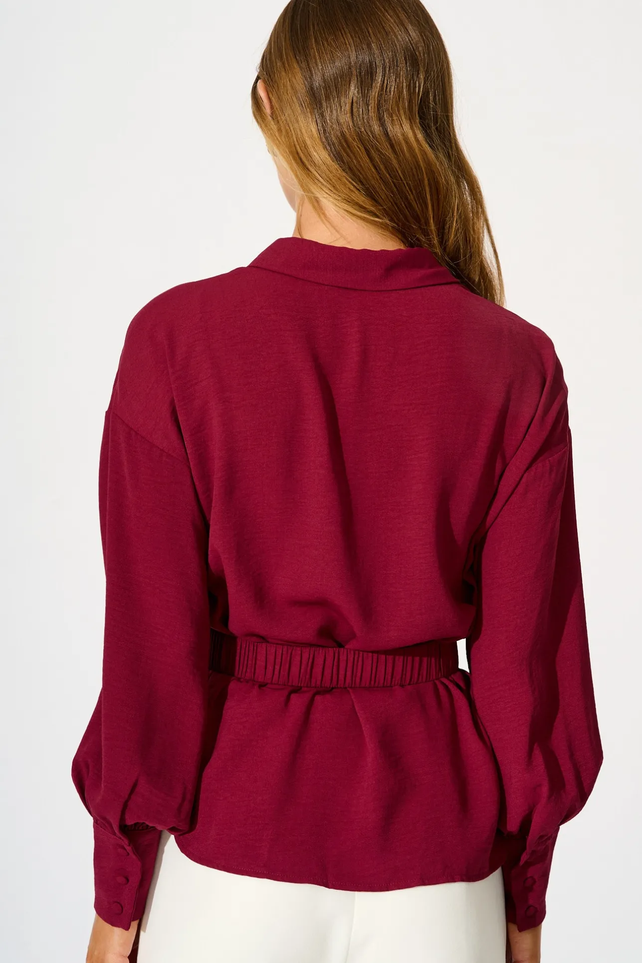 New Corporate Chic Shirt in Wine Tops|Workwear