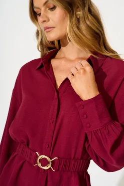 New Corporate Chic Shirt in Wine Tops|Workwear