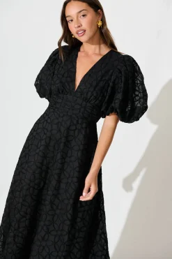 Outlet Countess Maxi Dress In Black Embroidered Organza Dresses|Cocktail