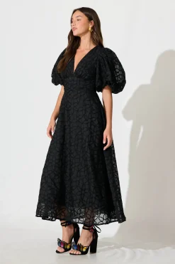 Outlet Countess Maxi Dress In Black Embroidered Organza Dresses|Cocktail