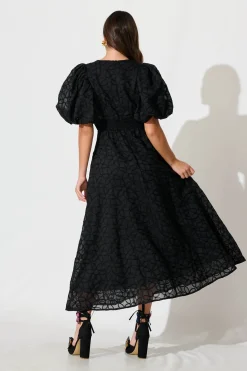 Outlet Countess Maxi Dress In Black Embroidered Organza Dresses|Cocktail