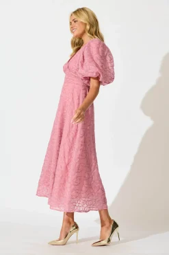New Countess Maxi Dress in Pink Embroidered Organza Dresses|Party