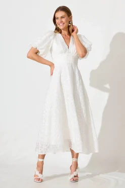 Sale Countess Maxi Dress In White Embroidered Organza Dresses|Wedding Guest