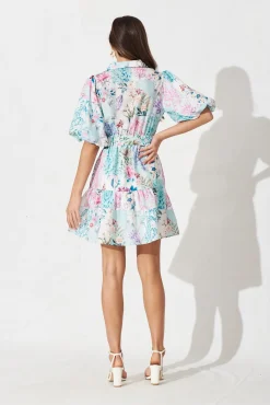 Outlet Courtney Shirt Dress In Blue Patch Floral Dresses|Casual