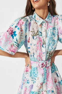 Outlet Courtney Shirt Dress In Blue Patch Floral Dresses|Casual