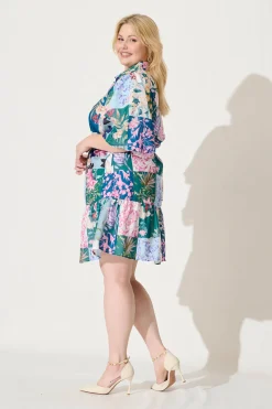 Hot Courtney Shirt Dress In Dark Green Patch Floral Dresses|Casual