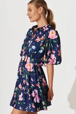 Sale Courtney Shirt Dress In Navy With Multi Floral Print Dresses|Casual