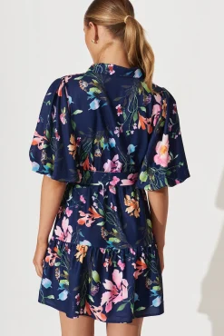 Sale Courtney Shirt Dress In Navy With Multi Floral Print Dresses|Casual