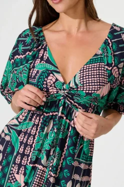 Clearance Coverdale Maxi Dress In Navy With Green And Blush Patchwork Dresses|Casual