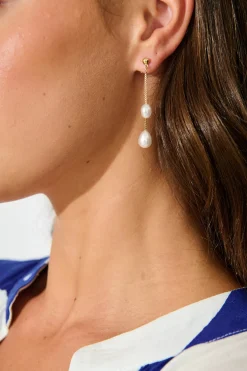 New Dainty Drop Pearl Earrings in Gold Jewellery