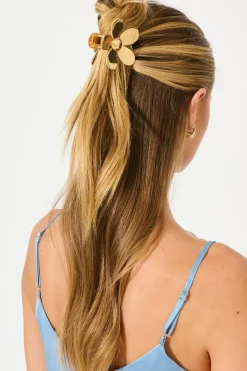 New Daisy Metal Hair Claw in Gold Hair Accessories