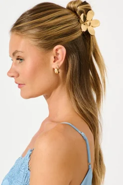 New Daisy Metal Hair Claw in Gold Hair Accessories