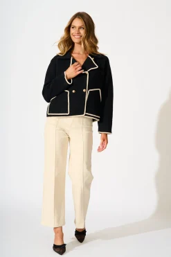 Discount Danika Jacket in Black with Cream Contrast Trim Outerwear|Outerwear