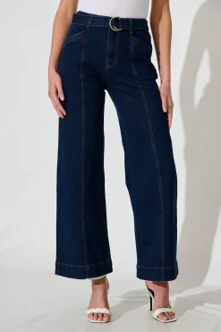 Discount Daria High Rise Wide Leg Jean In Dark Blue Denim Bottoms|Denim