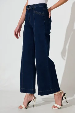 Discount Daria High Rise Wide Leg Jean In Dark Blue Denim Bottoms|Denim