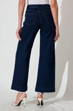 Discount Daria High Rise Wide Leg Jean In Dark Blue Denim Bottoms|Denim