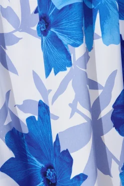 Clearance Daydreamer Midi Dress In White With Blue Flower Print Dresses|Party
