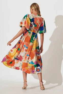 Best Daydreamer Midi Dress In Bright Multi Floral Dresses|Party