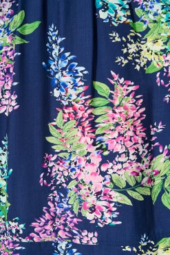 New Daydreamer Midi Dress in Navy Wisteria Print Dresses|Casual