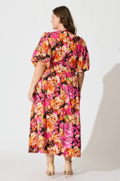 Hot Daydreamer Midi Dress In Multi Floral Dresses|Party