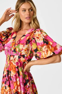 Hot Daydreamer Midi Dress In Multi Floral Dresses|Party