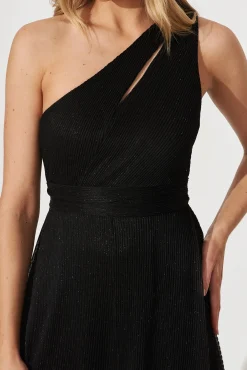 Sale Dazzling One Shoulder Maxi Dress In Black Lurex Bridesmaids|Wedding Guest