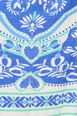 Clearance Deison Smock Dress in Blue and White Print Dresses|Casual