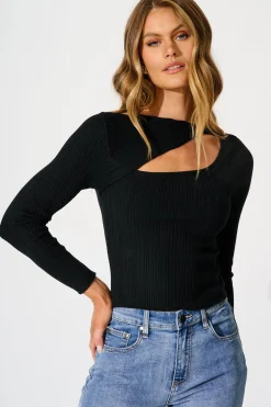 Online Delaray Knit Top in Black Tops|Knitwear