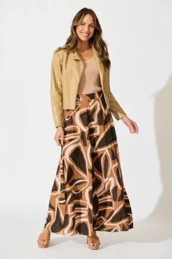 New Denver Pant in Neutral Geometric Print Bottoms