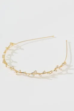 Fashion Desiree Headband in Gold with Leaf Diamante Hair Accessories|Wedding Guest