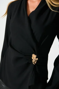 Sale Desk To Drinks Top in Black Tops
