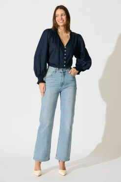 Hot Devotion Top in Navy Cotton Tops|Casual