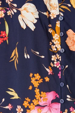 Online Devotion Top in Navy with Multi Floral Tops