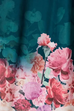 Hot Divine Maxi Dress In Emerald With Pink Multi Floral Print Dresses|Cocktail