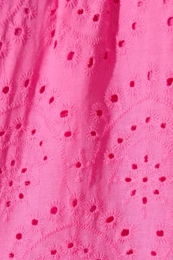 New Donia Top In Pink Embroidery Cotton Tops
