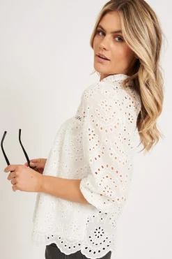 Hot Donia Top In White Embroidery Tops|Casual