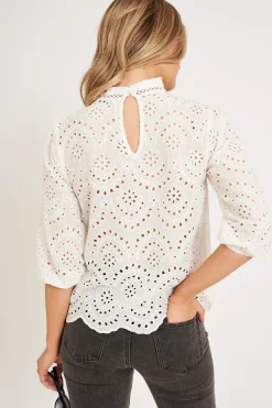 Hot Donia Top In White Embroidery Tops|Casual