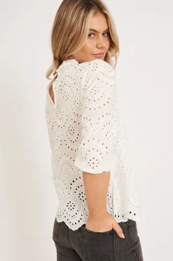 Hot Donia Top In White Embroidery Tops|Casual