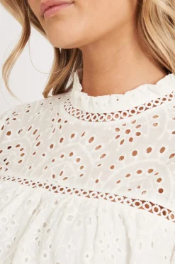 Hot Donia Top In White Embroidery Tops|Casual