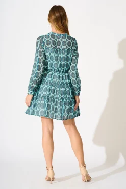 Outlet Dorian Dress in Blue Print Dresses|Casual