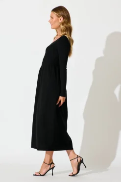 Online Dove Midi Knit Dress in Black Dresses|Knitwear